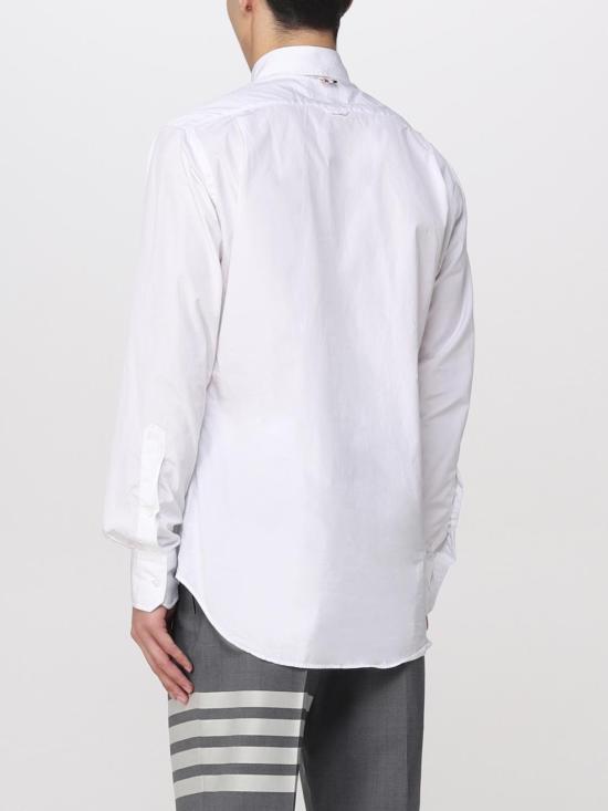 26SS 톰브라운 그로그랭 플래킷 솔리드 포플린 셔츠 MWL010E03113 100 White - THOM BROWNE