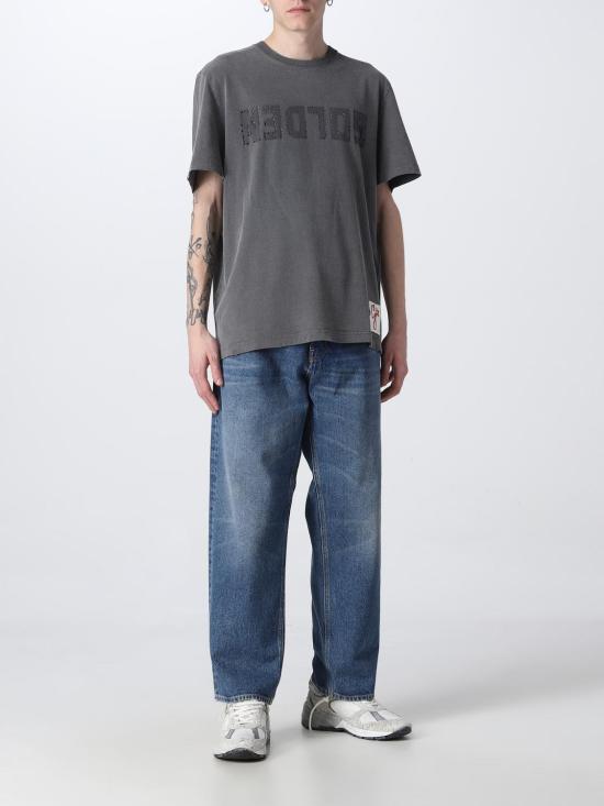 26SS 골든구스 골든 로고 프린트 반팔 티셔츠 GMP01220P00067160318 Grey - GOLDEN GOOSE