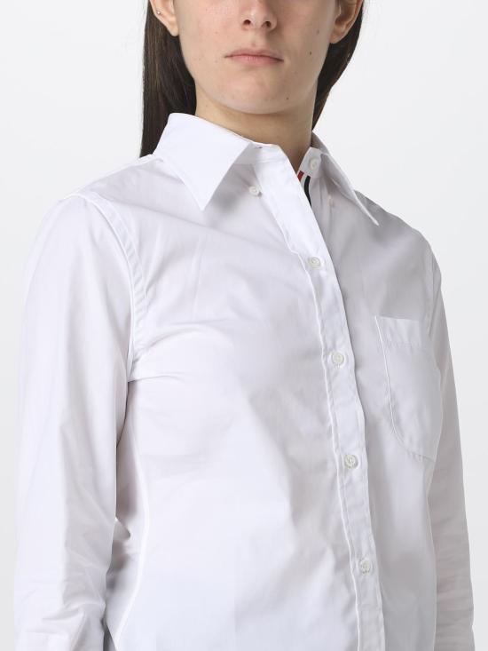 26SS 톰브라운 클래식 코튼 포플린 RWB 트리밍 셔츠 FLL005E03113 100 White - THOM BROWNE