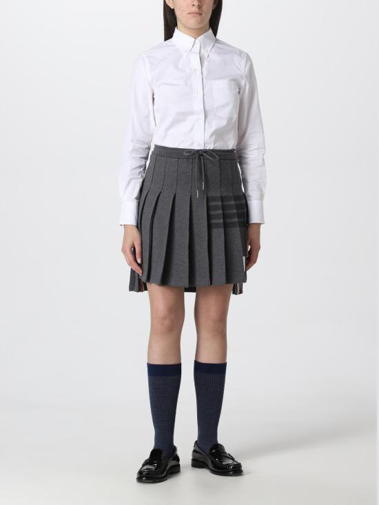 26SS 톰브라운 클래식 코튼 포플린 RWB 트리밍 셔츠 FLL005E03113 100 White - THOM BROWNE