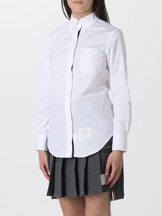 26SS 톰브라운 클래식 코튼 포플린 RWB 트리밍 셔츠 FLL005E03113 100 White - THOM BROWNE