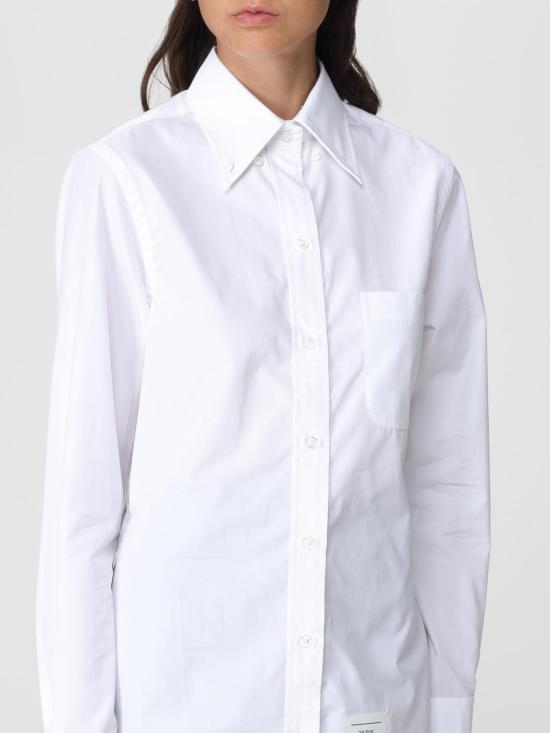 26SS 톰브라운 클래식 코튼 포플린 RWB 트리밍 셔츠 FLL005E03113 100 White - THOM BROWNE