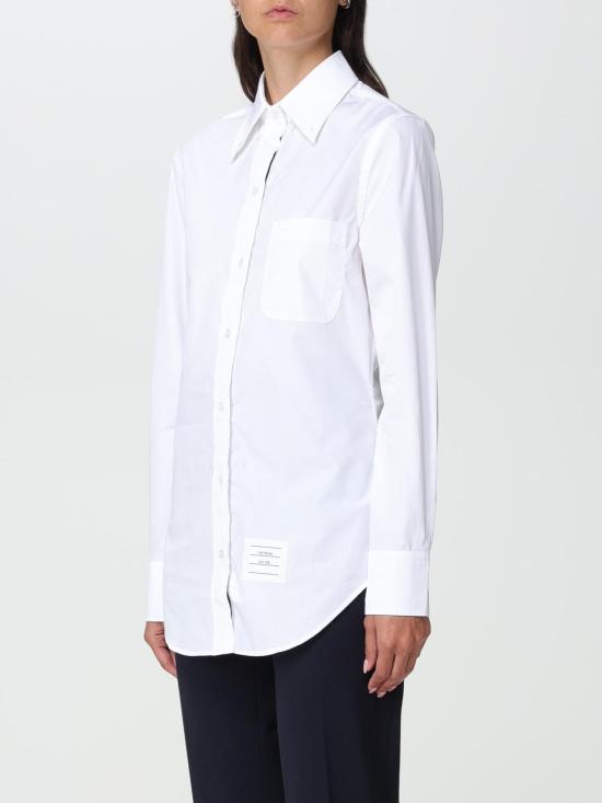 26SS 톰브라운 클래식 코튼 포플린 RWB 트리밍 셔츠 FLL005E03113 100 White - THOM BROWNE