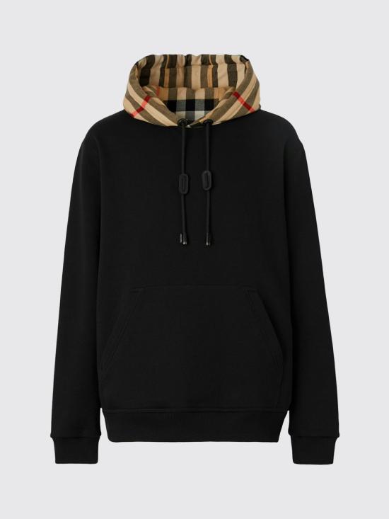 26SS 버버리 체크 후드 코튼 후드 8058117 Black - BURBERRY