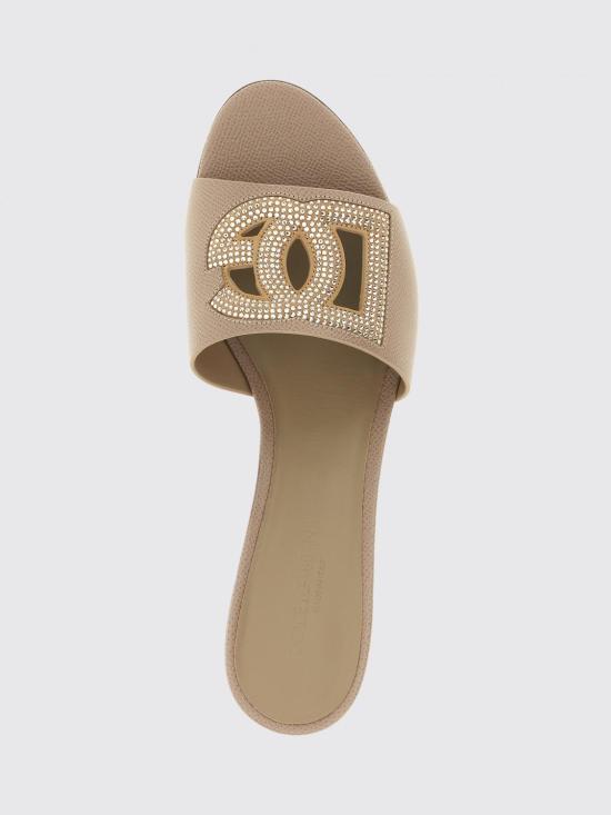 26SS 돌체앤가바나 스웨이드 라인스톤 도핀 카프스킨 뮬 CR1938A0217 8Z759 Grey - DOLCE & GABBANA