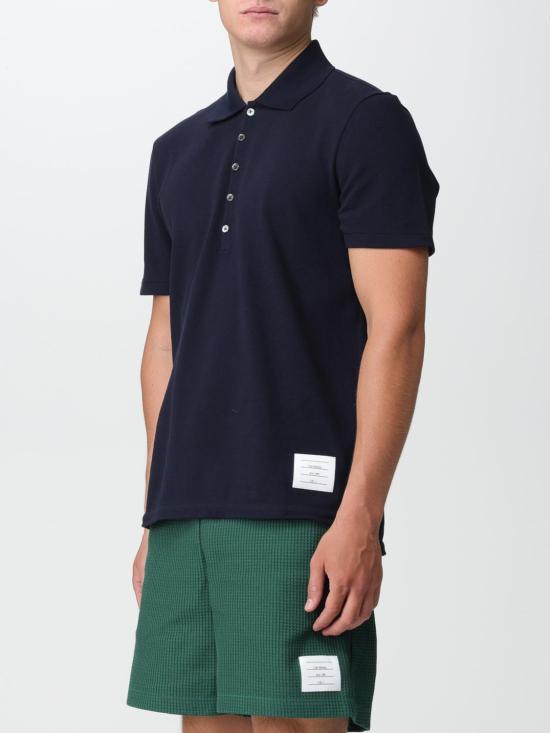 26SS 톰브라운 클래식 피케 스트라이프 릴렉스드 폴로 티셔츠 MJP042A00050 415 Blue - THOM BROWNE