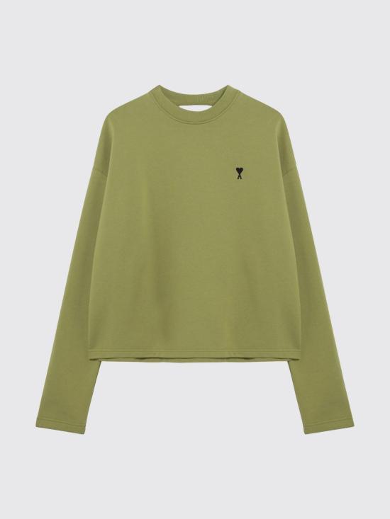 26SS 아미 스몰 하트 로고 코튼 플리스 스웨트셔츠 FSW766730 A035 Green - AMI