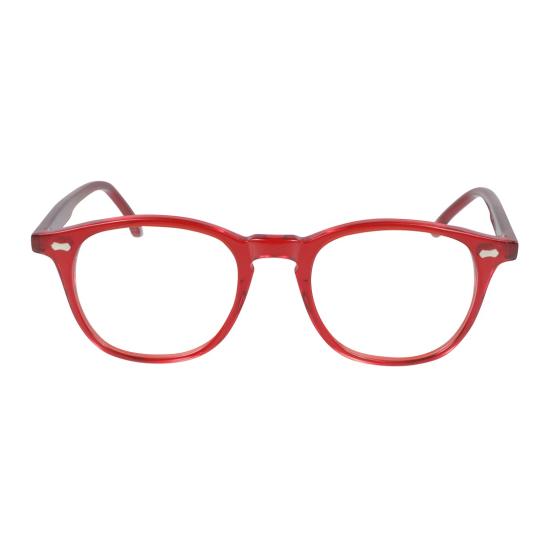  카돌 안경 페퍼 반투명 레드 아세테이트 소재의 원형  (메탈릭 액센트 포함)