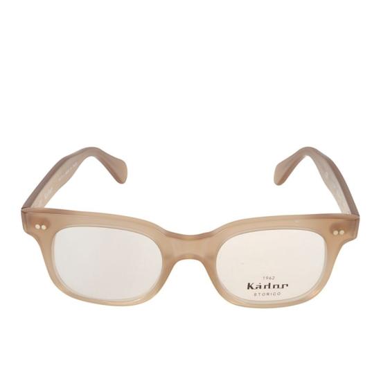  카돌 안경 카요 반투명 베이지 직사각형 안경테 (금속 리벳 장식)