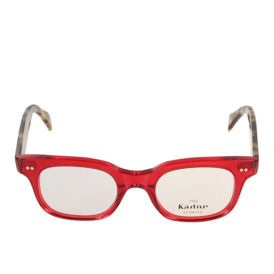  카돌 안경 카요 반투명 레드 직사각형 안경테 (호피무늬 다리)