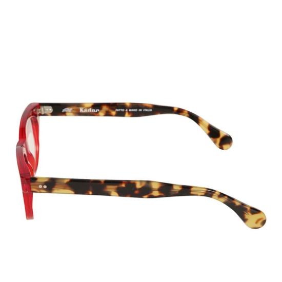  카돌 안경 카요 반투명 레드 직사각형 안경테 (호피무늬 다리) - KADOR