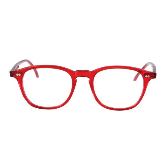  카돌 안경 페퍼 반투명 레드 라운드 스퀘어 안경테 (템플 부분에 포인트 장식)