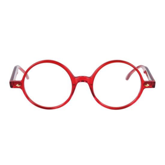  카돌 안경 론도 볼드 라운드 프레임 레드 안경 (골드 액센트 포함)