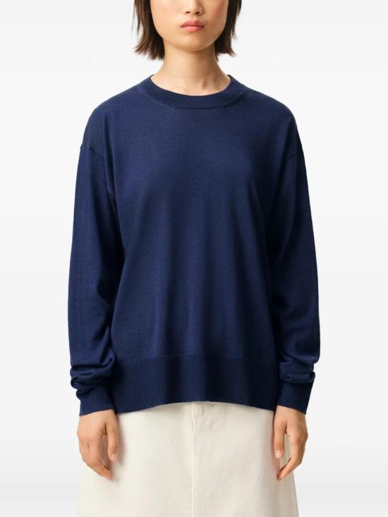 26SS 아미 씬 울 크루넥 아미 드 하트 스웨터 UKS856 KN0066A021 Blue - AMI