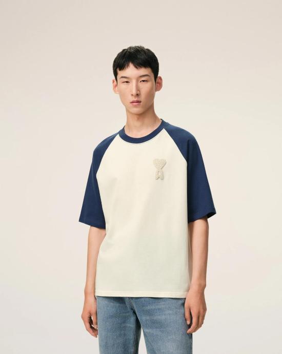 26SS 아미 코튼 아미 드 하트 니트 패치 티셔츠 UTS379726 A027 - AMI