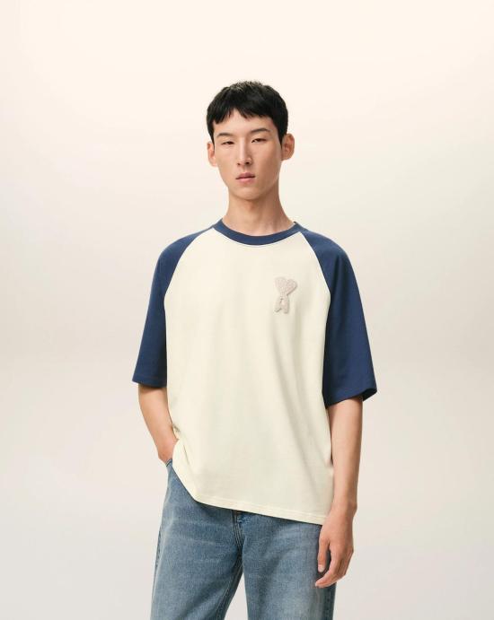 26SS 아미 코튼 아미 드 하트 니트 패치 티셔츠 UTS379726 A027 - AMI