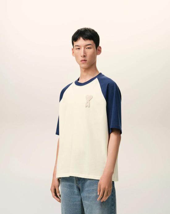 26SS 아미 코튼 아미 드 하트 니트 패치 티셔츠 UTS379726 A027 - AMI