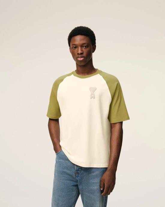 26SS 아미 코튼 아미 드 하트 니트 패치 티셔츠 UTS379726 A041 - AMI