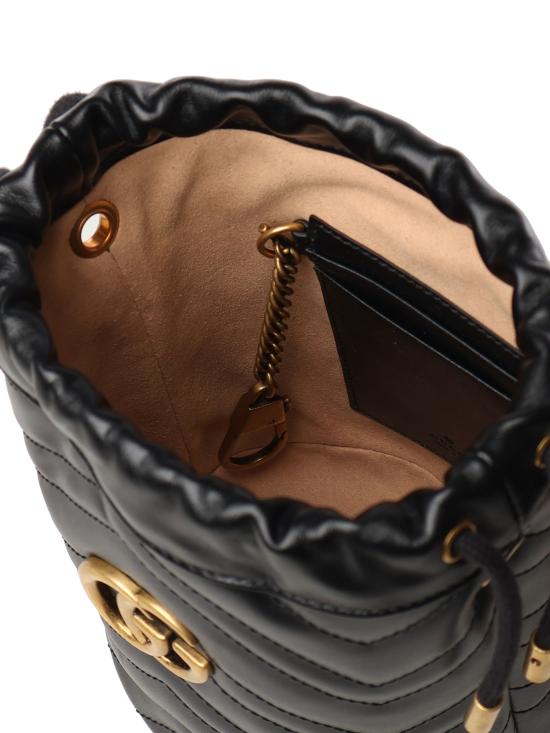 26SS 구찌 GG 마몽 마틀라세 미니 버킷백 575163 DTDRT1000 BLACK - GUCCI