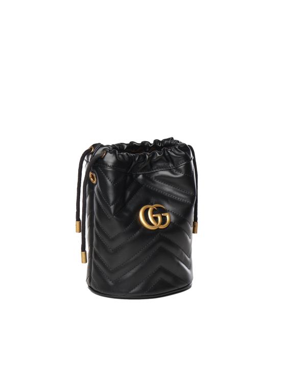 26SS 구찌 GG 마몽 마틀라세 미니 버킷백 575163 DTDRT1000 BLACK - GUCCI
