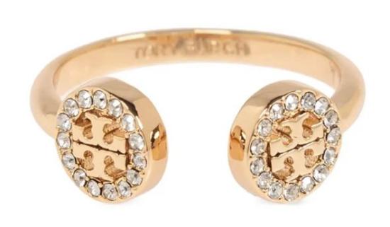 26SS 토리버치 밀러 파베 오픈 링 160180783 GOLD CRYSTAL GOLD TONE