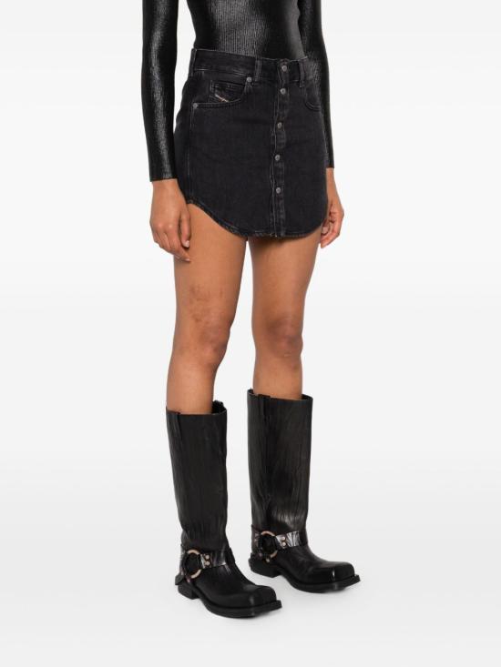 26SS 디젤 드-아드 데님 버튼-프론트 미니스커트 A17916068KE02 Black - DIESEL