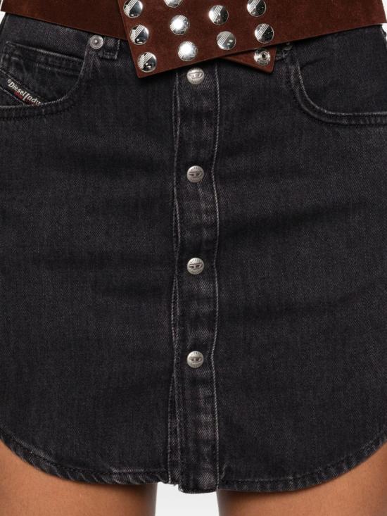26SS 디젤 드-아드 데님 버튼-프론트 미니스커트 A17916068KE02 Black - DIESEL