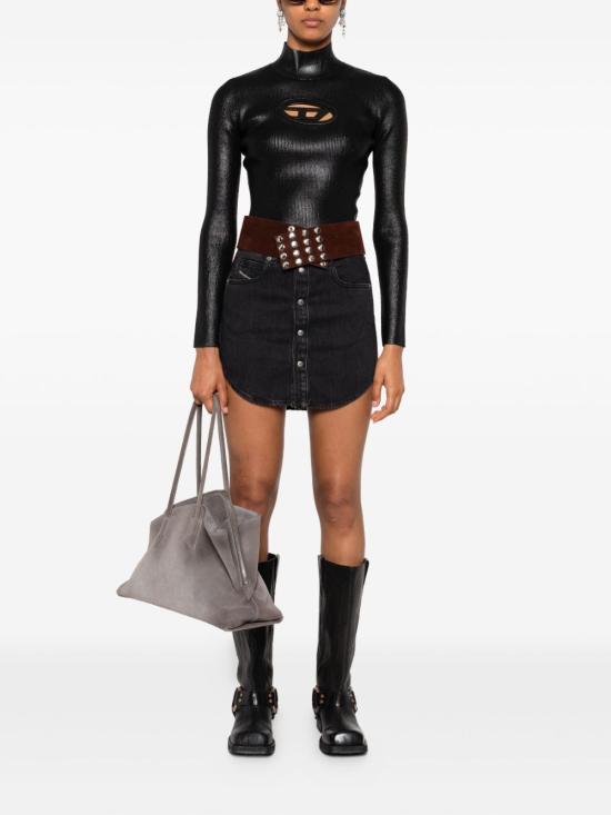 26SS 디젤 드-아드 데님 버튼-프론트 미니스커트 A17916068KE02 Black - DIESEL