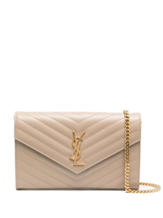 26SS 생로랑 레더 카산드라 체인 월렛 377828BOW012721 BEIGE