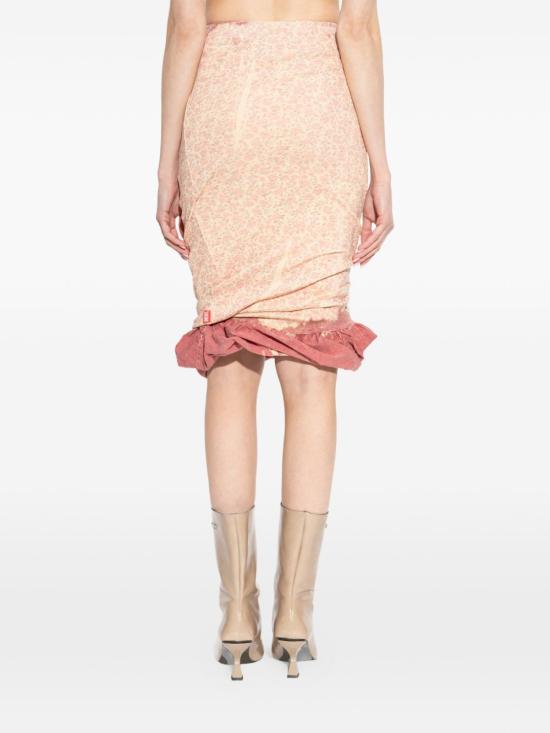 26SS 디젤 O-PALE 플러피 헴 트리티드 더블 레이어 스커트 A229400IFBA38WA Pale yellow - DIESEL