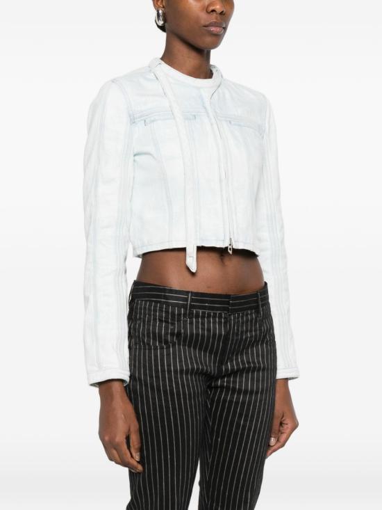 26SS 디젤 드-사픽스-Fsi 크롭트 재킷 인 아이스-블루 새틴 데님 A2347009Q1601 Blue - DIESEL