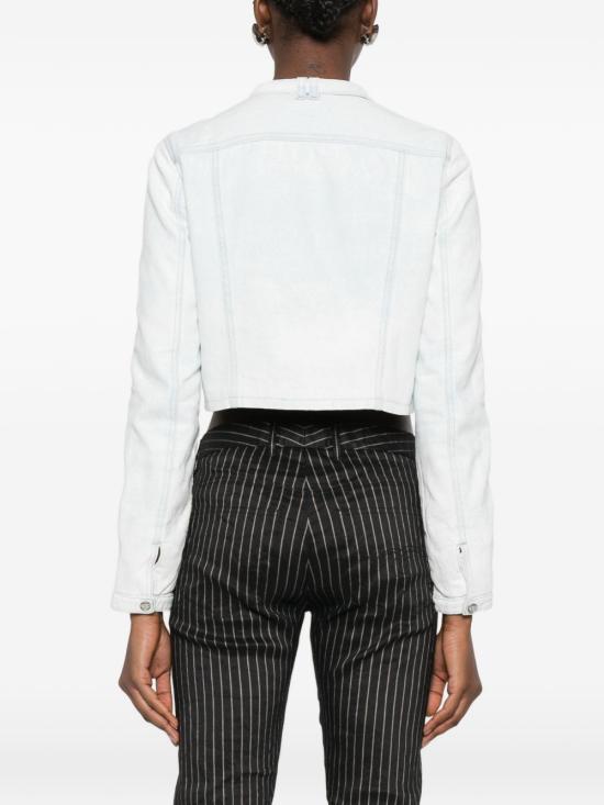 26SS 디젤 드-사픽스-Fsi 크롭트 재킷 인 아이스-블루 새틴 데님 A2347009Q1601 Blue - DIESEL