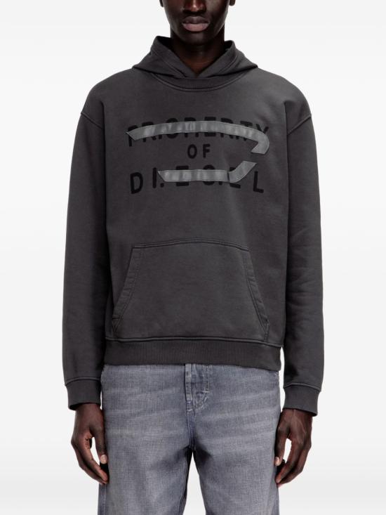 26SS 디젤 D appliqué 코튼 후드 티셔츠 A210290JMBI93R Grey - DIESEL