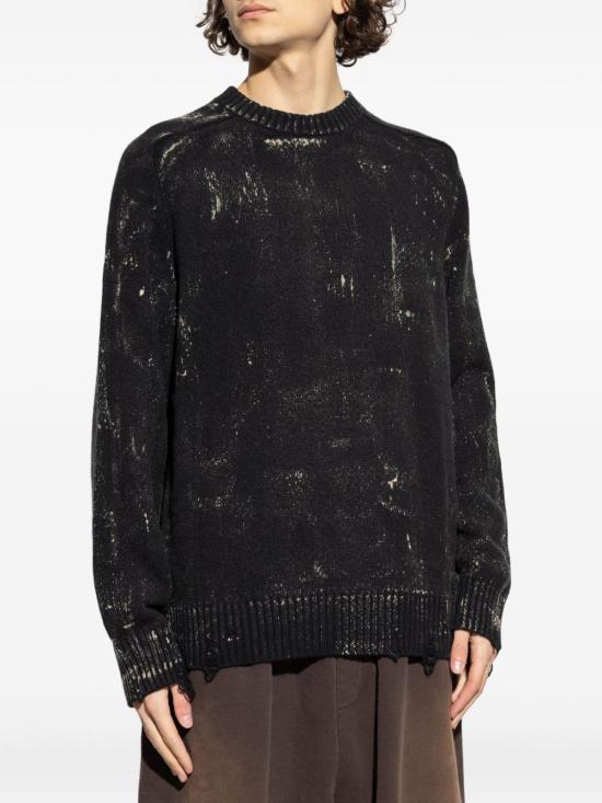 26SS 디젤 디스트레스드 울 블렌드 점퍼 A213980GSBW900 Black - DIESEL