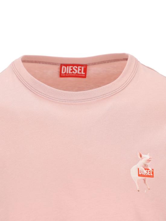 26SS 디젤 T-Norm 로고 프린트 티셔츠 A220050PLAT33L Pink - DIESEL
