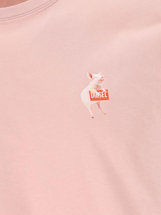 26SS 디젤 T-Norm 로고 프린트 티셔츠 A220050PLAT33L Pink - DIESEL