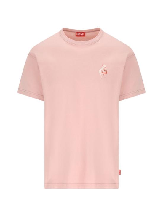 26SS 디젤 T-Norm 로고 프린트 티셔츠 A220050PLAT33L Pink