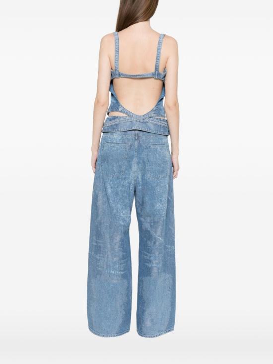 26SS 디젤 드-사이라-Fsi2 오픈-백 탑 인 새틴 데님 A2378709P2301 Blue - DIESEL