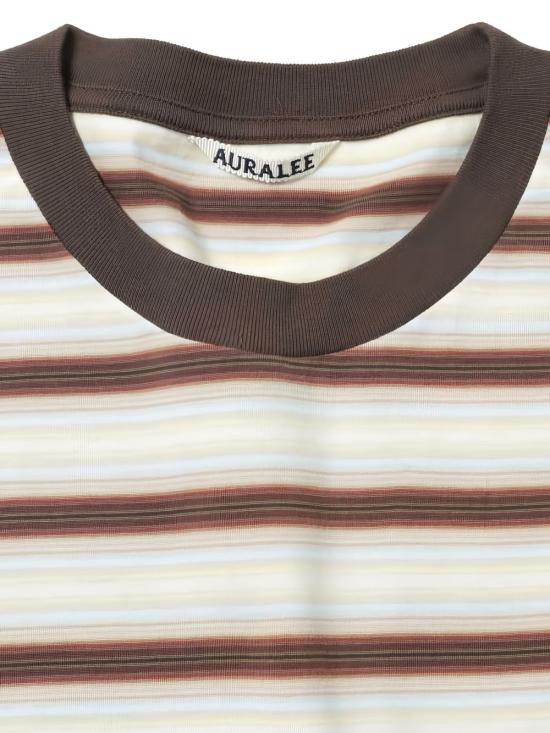 26SS 오라리 반팔 티셔츠 A26ST02GJ FADE BROWN STRIPE DOM - AURALEE