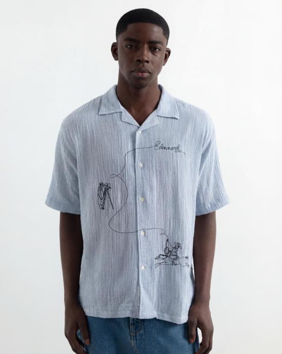 26SS 에드몬드 스튜디오 반팔 셔츠 1261022560 PLAIN DK BLUE White blue - EDMMOND STUDIOS