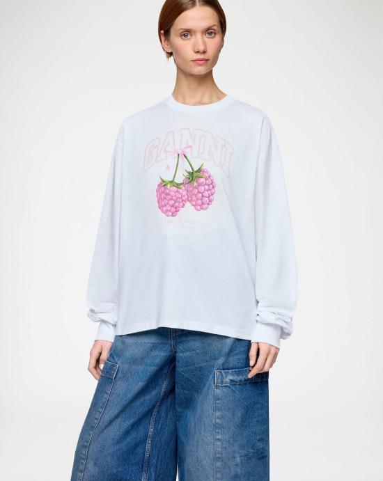 26SS 가니 긴팔 티셔츠 A1050141 151BRIGHT WHITE White - GANNI