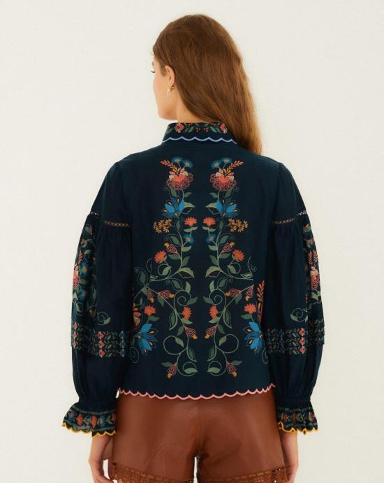 26SS 팜 리오 블라우스 358020 26091 STITCHED GARDEN Navy blue - FARM RIO