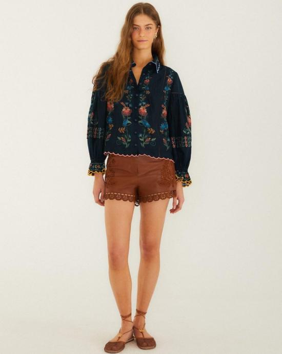 26SS 팜 리오 블라우스 358020 26091 STITCHED GARDEN Navy blue - FARM RIO