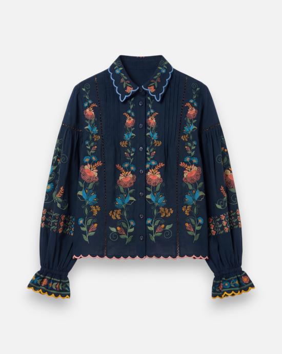 26SS 팜 리오 블라우스 358020 26091 STITCHED GARDEN Navy blue