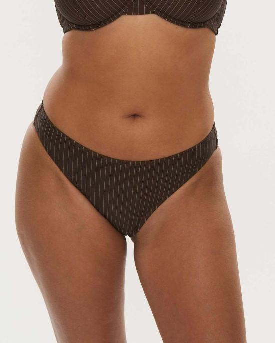 RAQ 비키니 수영복 Raq 90's 비키니 브리프 하의 초콜릿 핀스트라이프 - OTHER BRANDS