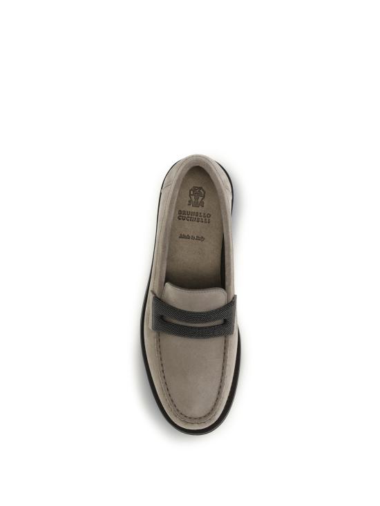 26SS 브루넬로 쿠치넬리 프레셔스 클램프 스웨이드 페니 로퍼 MZSFG3237 C5859 GREY - BRUNELLO CUCINELLI