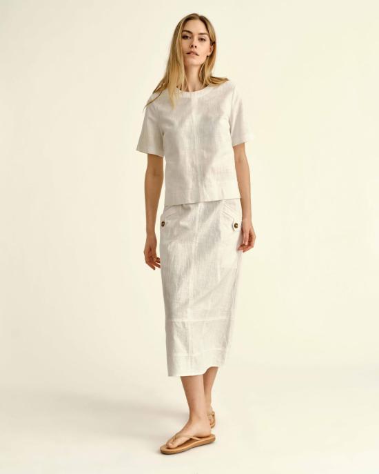  카르톨리나 미디 스커트 Su26 앨리스 버튼 스커트 - CARTOLINA