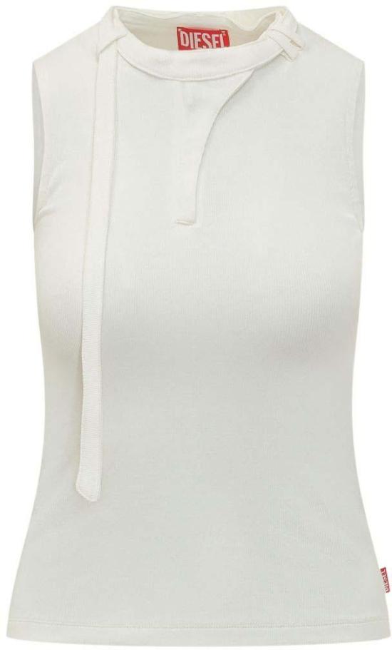 26SS 디젤 T-아라스 골지 저지 바이커 넥 스트랩 탑 A235420JEAI141 WHITE