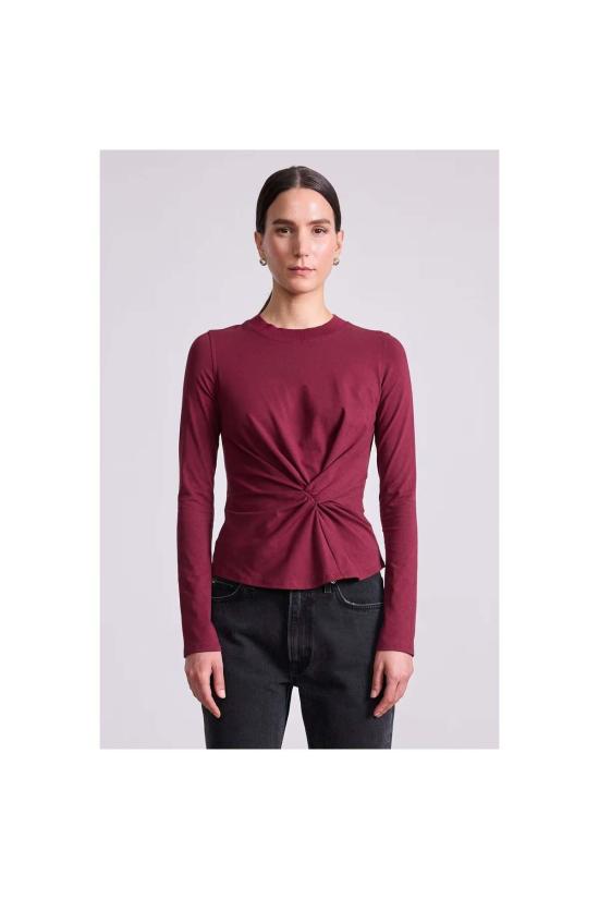  어피스 어파트 긴팔 티셔츠 어피스 아파트 롱슬리브 볼타 탑 블랙 체리 - APIECE APART