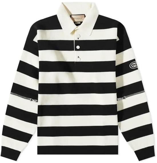  구찌 디태처블 슬리브 니트 폴로 724708XKCV09207 WHITE